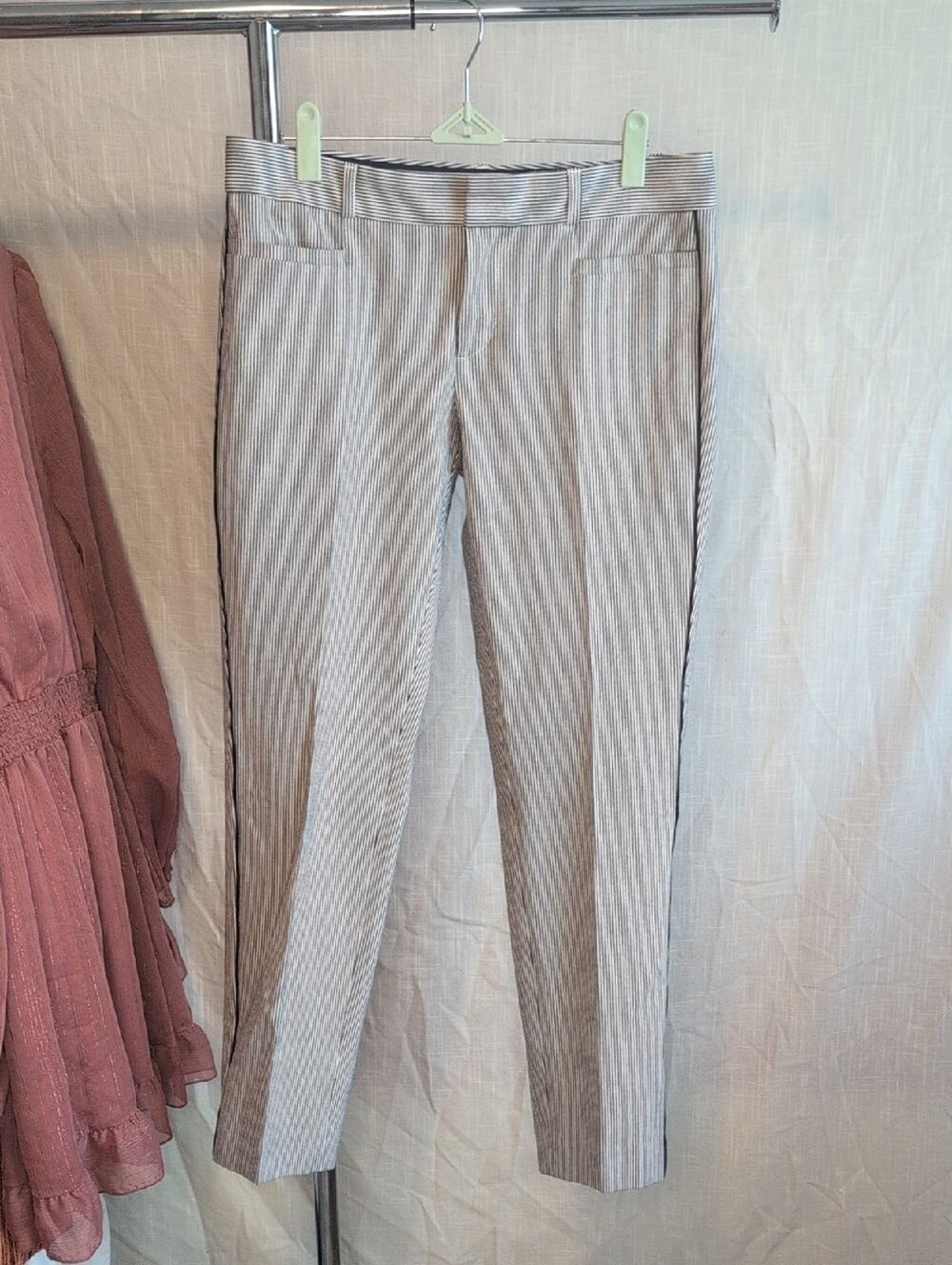 Gray Pinstripe Slim Trousers